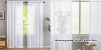 Weiße transparente Voile-Gardinen (2er Set, 140x245cm), modern, lichtdurchlässig