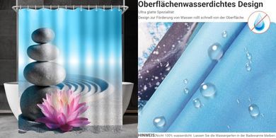 Wasserabweisender Duschvorhang (240x200cm), Polyester, beschwert, 16 Ösen