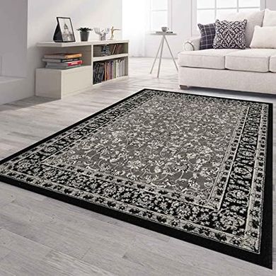 Klassischer Orientteppich (80x300 cm): Rot, Beige, Grau, Schwarz, Blumen-Ornament