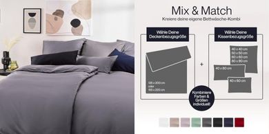 Mako-Satin Bettwäsche Anthrazit, 135x200/80x80 cm, Öko-Tex