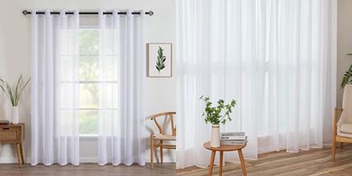MIULEE Voile-Gardinen, weiß, 140x225 cm, 2er Set