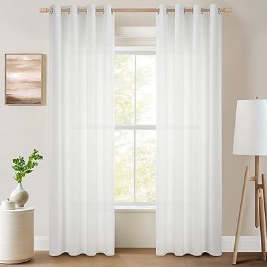 Topfinel Voile-Gardinen (2er Set, 245x140cm, weiß)