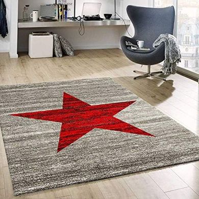 VIMODA Kinderzimmer-Teppich (Sternmuster, grau, 60x110 cm)
