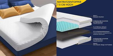 DUANDUAN Memory Foam Topper (180x200cm, 7.5cm, H2/H3), Öko-Tex