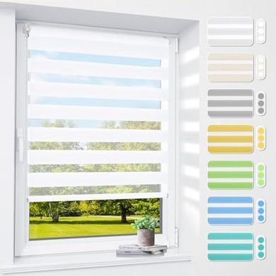 Doppelrollo 3-in-1: Klemm- & Bohrfix, 40x120cm, weiß, lichtdurchlässig/verdunkelnd