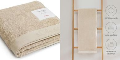 s.Oliver Baumwoll-Handtuch (50x100 cm, 600 g/m², beige)