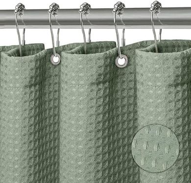 Wasserfester Duschvorhang (Polyester, grün, 180x200cm, 12 Ringe)