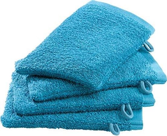 Erwin Müller Waschhandschuh-Set: 4er-Pack Baumwolle, petrol, kuschelweich