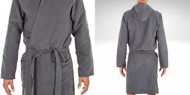 Unisex Mikrofaser-Bademantel mit Kapuze & Tasche