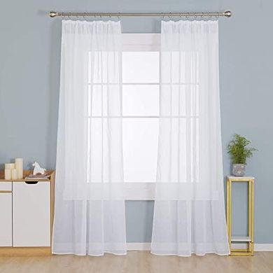Deconovo Leinenoptik-Vorhänge, weiß, 245x140 cm, 2er Set