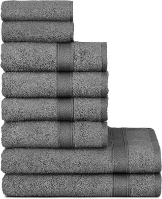 Luxus Handtuch-Set Anthrazit: 8-teilig, 100% Baumwolle
