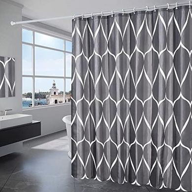 Wasserdichtes Polyester-Duschvorhang (180x200cm), schwarz, 12 Ringe