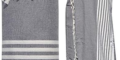 LES POULETTES Fouta Hammam: Großes graues Strandtuch (150x250cm)