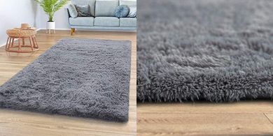 Grauer Hochflor-Teppich (140x200 cm), weich & modern