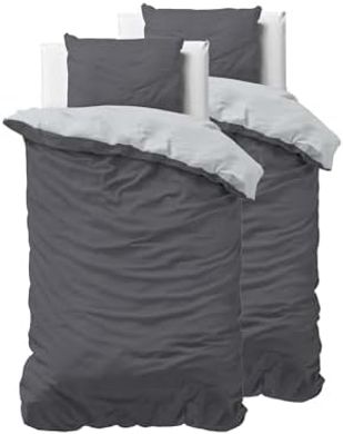 Weiche, bügelfreie Bettwäsche (135x200cm, grau/anthrazit, 4-teilig)
