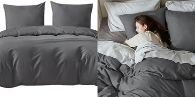 BEDSURE Anthrazit Bettwäsche-Set (155x220cm, 80x80cm Kissen) – Mikrofaser, ÖKO-TEX
