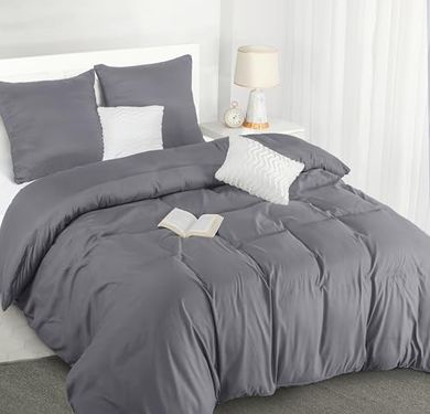 Utopia Bedding Mikrofaser-Bettwäsche Grau (155x220 cm + 2x 80x80 cm)
