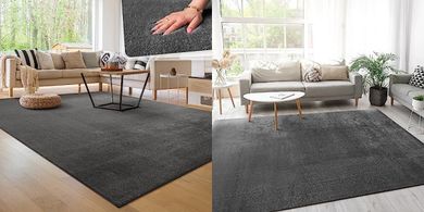 Waschbarer Kurzflor-Teppich (160x220cm, Anthrazit), rutschfest & weich