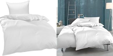 Mako-Interlock Bettwäsche-Set, weiß, 100% Baumwolle, 135x200/80x80 cm