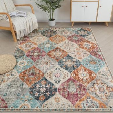 Boho-Teppich: Waschbar, rutschfest, weich, 80x150cm
