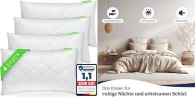 Weiche Kopfkissen (40x60cm, 4er Set), waschbar, Öko-Tex, weiß