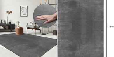 Weicher Kurzflor-Teppich Anthrazit (60x110cm), waschbar, rutschfest