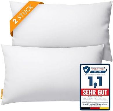 Weiche Kopfkissen (40x60cm, 2er Set), waschbar, Ökotex, weiß