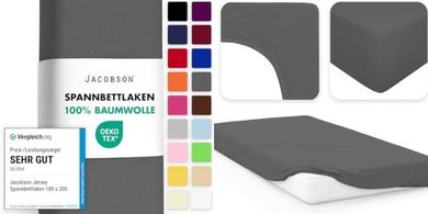 Jacobson Jersey Spannbettlaken (90x200-100x200 cm, Anthrazit)