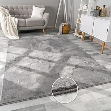 Hochflor-Teppich Anthrazit 120x160 cm – kuscheliges Kunstfell