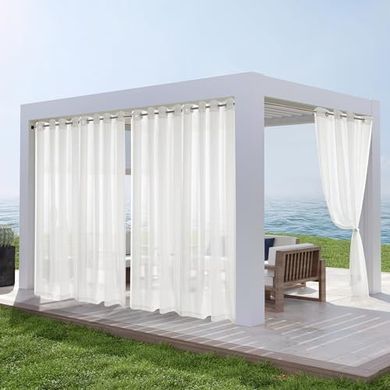 Deconovo Outdoor-Gardinen: Wasserdicht, transparent, 2er Set (214x140 cm)