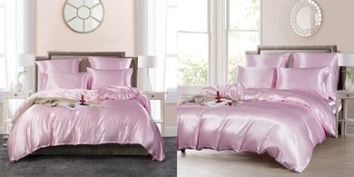 Glanzsatin Bettwäsche-Set (Pink, 135x200 cm, 2-teilig)