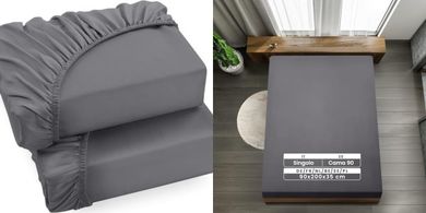 Utopia Bedding: 90x200 cm Spannbettlaken-Set (grau, Mikrofaser, 35cm Tasche)