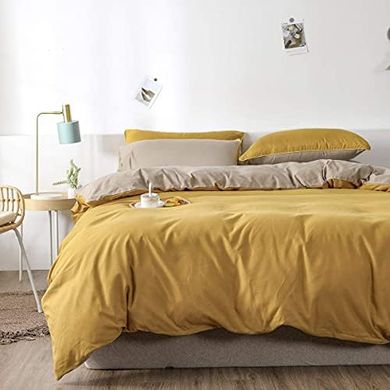 Wendebettwäsche-Set (135x200cm, 80x80cm), Microfaser, Gold/Gelb/Beige/Taupe
