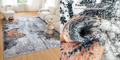 Waschbarer Kurzflor-Teppich (120x170cm), modern, rutschfest, innen/außen