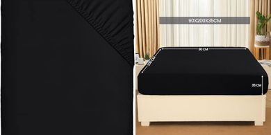 Utopia Spannbettlaken 90x200 cm, schwarz, Mikrofaser, 35cm Tiefe
