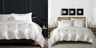 Boqingzhu Satin Bettwäscheset (135x200/80x80cm), weiß, glänzend