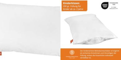 Sleepling Baby-Kopfkissen: 100% Baumwolle, waschbar, 40x60cm