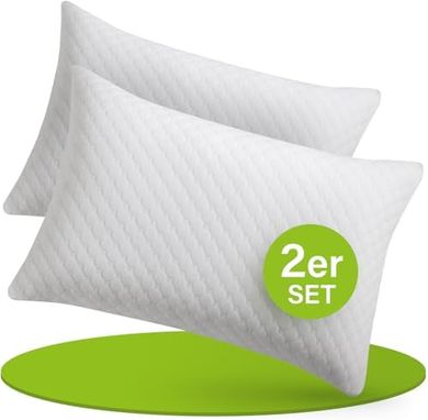 Juskys 40x60cm Memory-Foam Kissen (2er Set), atmungsaktiv, waschbar.