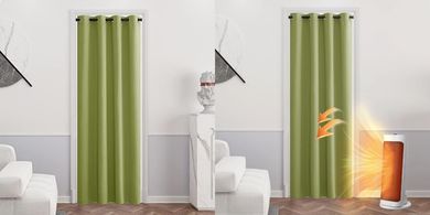 Wärmeisolierende Kinderzimmer-Vorhänge (grün, 210x132cm, blickdicht)