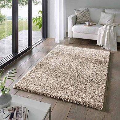 Beige Shaggy Wohnzimmerteppich (160x230 cm)