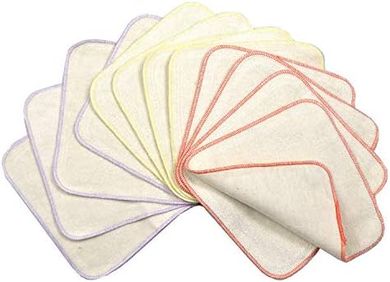 12er-Set wiederverwendbare Baby-Waschlappen (Flanell/Frottee, Flieder)