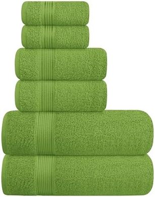 GLAMBURG 6er-Handtuch-Set: 2 Badetücher, 2 Handtücher, 2 Waschlappen (Kiwi)