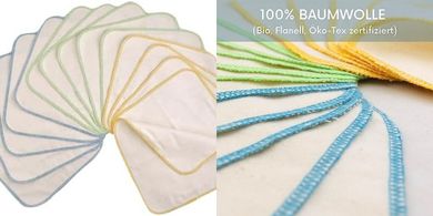 Bio-Baumwoll-Waschlappen (15er-Pack, bunt): Mehrweg-Ersatz für Feuchttücher