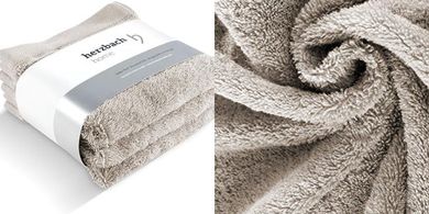 Herzbach Mini-Handtücher (3er Set, Baumwolle, Sandgrau)