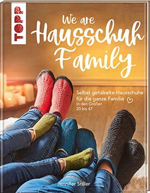 Family Hauschuhe: Handgehäkelte Slippers, Größen 20-47
