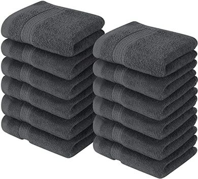 Weiche Baumwoll-Waschlappen (12er-Pack, 30x30cm, grau)