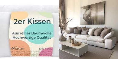 Hypoallergene Baumwoll-Kissen (2er Set, 30x50cm), waschbar