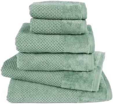 6-teiliges Baumwoll-Handtuchset (Bade-, Hand-, Gästetücher), grün