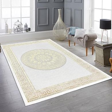 Edler Kurzflor-Teppich Creme/Gold (Orientalisch, 120x170 cm)