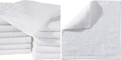 Amazon Basics: 12 weiße Baumwoll-Waschlappen (30x30cm), saugfähig & schnelltrocknend